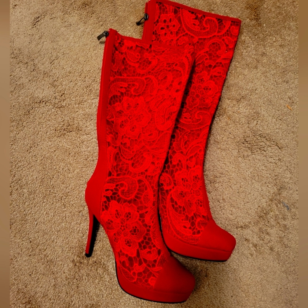 Red lace boots
